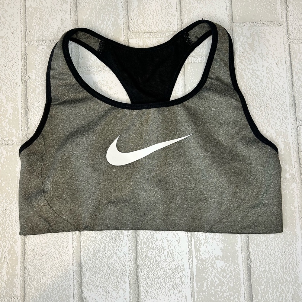 Nike Gray and Black Sports Bras with Moisture-Wicking Fabric